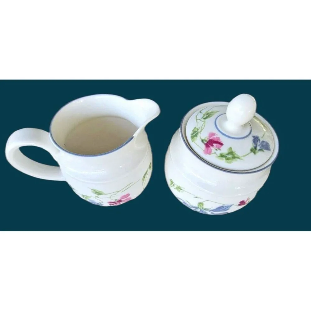 ROYAL DOULTON AMETHYST COVERED SUGAR BOWL & CREAMER -  1105G